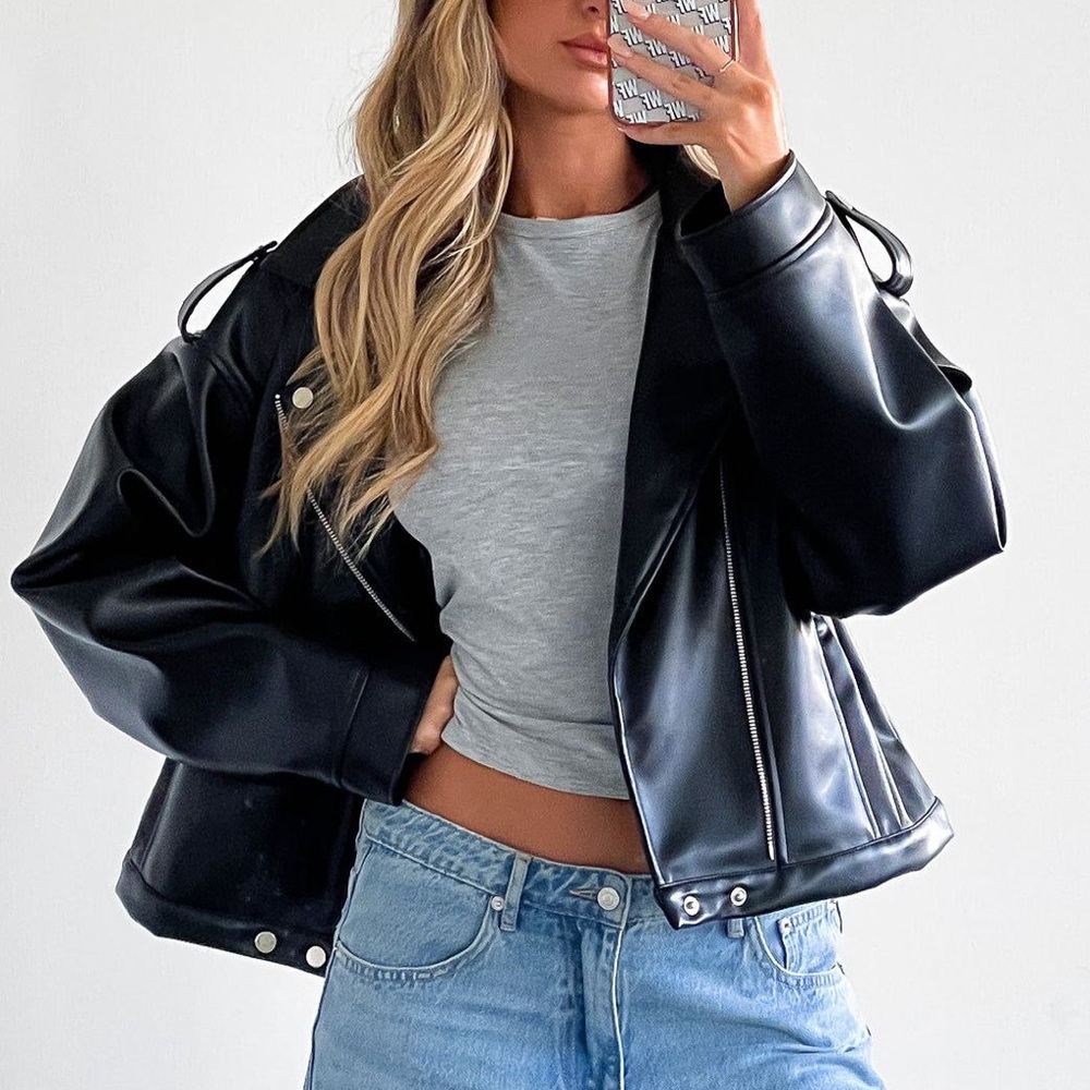White Fox Boutique Black Leather Jacket